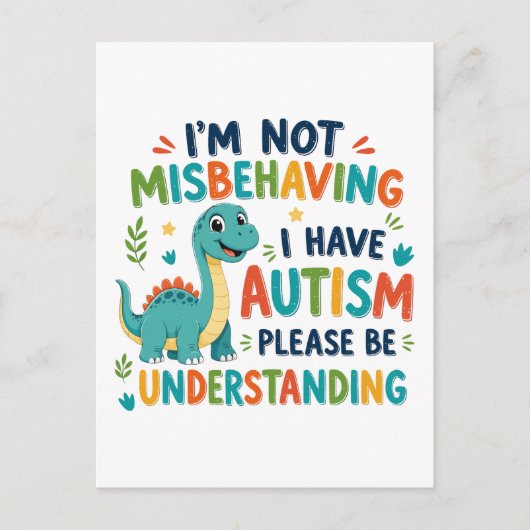 Carte Postale I'm not misbehaving I have autism (Devant)