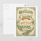 Carte Postale "I'm Restless" Anais Nin Quotation (Devant / Derrière)