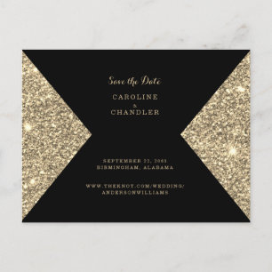Carte Postale Image à paillettes dorées et faire-part de date de