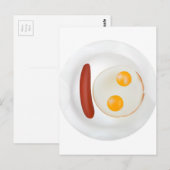 Carte Postale Image amusante d'oeufs brouillés avec saucisse (Devant / Derrière)