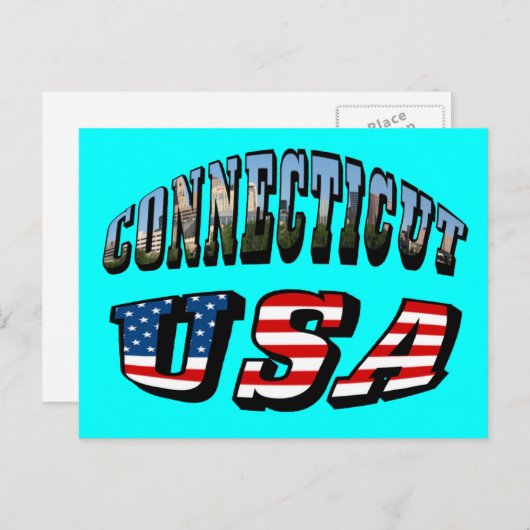 Carte Postale Image Connecticut et texte d'indicateur USA (Devant / Derrière)