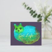 Carte Postale Image d'art de chat bleu gras mou (Debout devant)