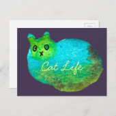 Carte Postale Image d'art de chat bleu gras mou (Devant / Derrière)