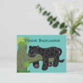 Carte Postale Image de dessin animé de chat en panthère noire ja (Debout devant)