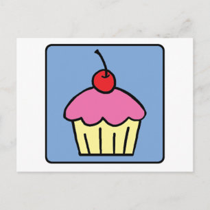 Carte Postale Image de dessin animé de cupcake avec glaçage et c