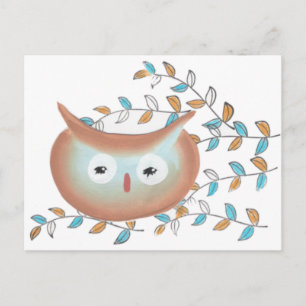 Carte Postale Image de hibou en marron et sarcelle