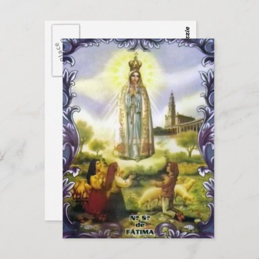 Carte Postale Image de l'apparition Notre-Dame de Fatima (Devant / Derrière)