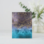 Carte Postale Image de mandala florale dorée et de confettis (Debout devant)