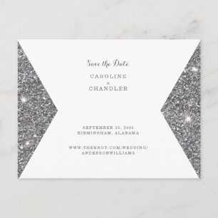 Carte Postale Image de mariage à paillettes argentées Enregistre