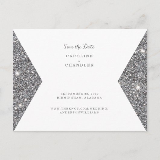 Carte Postale Image de mariage à paillettes argentées Enregistre (Devant)