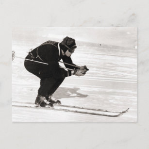 Carte Postale Image de ski vintage, Course pour la finale