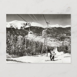 Carte Postale Image de ski vintage, Remontée de ski