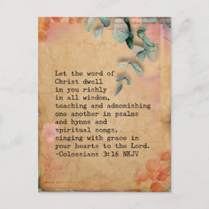 Carte Postale Image de verset biblique Colossiens 3:16 NKJ