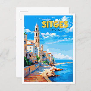 Carte Postale Image de voyage vintage de Sitges Espagne