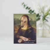 Carte Postale Image drôle de chien Mème Mona Lisa (Debout devant)