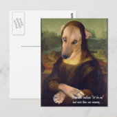 Carte Postale Image drôle de chien Mème Mona Lisa (Devant / Derrière)