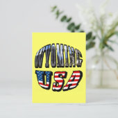 Carte Postale Image du Wyoming et texte du drapeau des États-Uni (Debout devant)