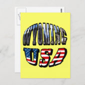 Carte Postale Image du Wyoming et texte du drapeau des États-Uni (Devant / Derrière)