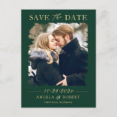 Carte Postale Image Emerald Green Gold Enregistrer la date (Devant)