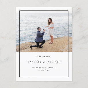 Carte Postale Image minimaliste noire Enregistrer la date