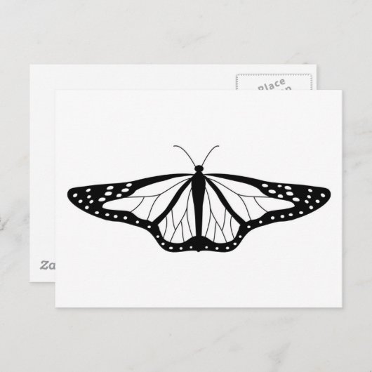 Carte Postale Image Papillon en noir et blanc (Devant / Derrière)