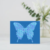 Carte Postale Image papillon, motif abstrait, nuances de bleu (Debout devant)