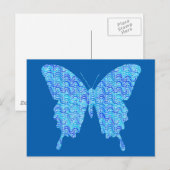 Carte Postale Image papillon, motif abstrait, nuances de bleu (Devant / Derrière)