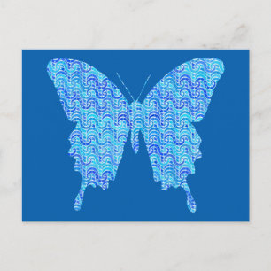 Carte Postale Image papillon, motif abstrait, nuances de bleu