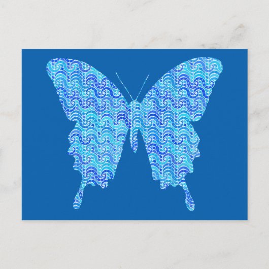 Carte Postale Image papillon, motif abstrait, nuances de bleu (Devant)
