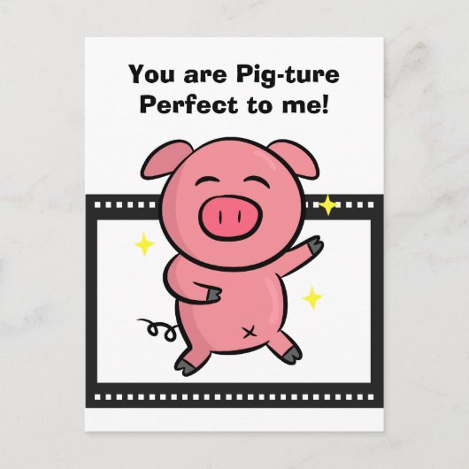 Carte Postale Image parfaite d'un petit cochon rose posant pour (Devant)