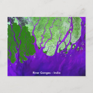 Carte Postale Image satellite du delta du fleuve Ganges - Inde