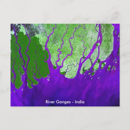 Carte Postale Image satellite du delta du fleuve Ganges - Inde (Devant)