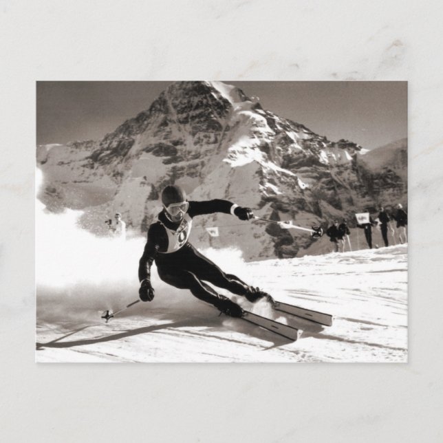 Carte Postale Image ski vintage, course Lauberhorn (Devant)