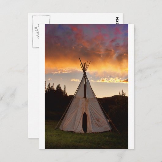Carte Postale Image verticale de Teepee Sunset indienne (Devant / Derrière)