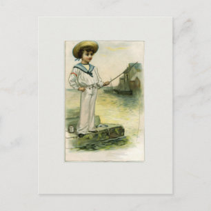 Carte Postale Image vintage du petit garçon marin qui attrape le
