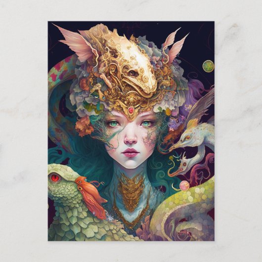 Carte Postale Imaginaire Art Dragon Goddess Queen (Devant)