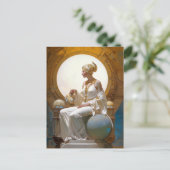 Carte Postale Imaginaire Art rétrofuturiste Femme assise Reine (Debout devant)