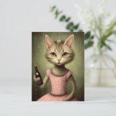 Carte Postale Imaginaire Ballerina Chat Champagne Rose (Debout devant)