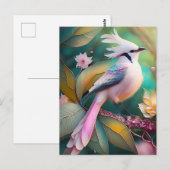 Carte Postale Imaginaire blanc crêpé à queue blanche Jay (Devant / Derrière)