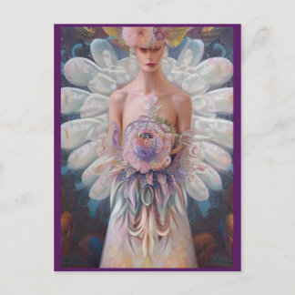 Carte Postale Imaginaire blanc Peacock Mariage robe AI Art Mode