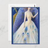 Carte Postale Imaginaire blanc Peacock Mariage robe Mode Diva P (Devant / Derrière)