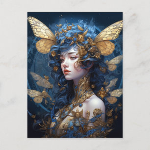Carte Postale Imaginaire Blue Gold Fairy