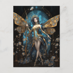 Carte Postale Imaginaire Blue Gold Fairy