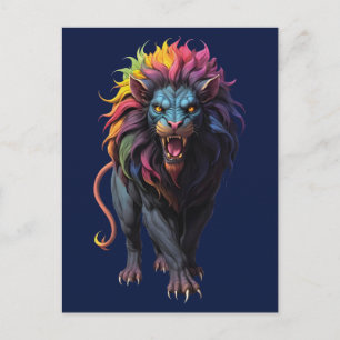 Carte Postale Imaginaire coloré Art un lion