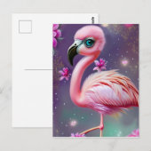 Carte Postale Imaginaire Cute Kawaii bébé flamingo (Devant / Derrière)