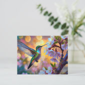 Carte Postale Imaginaire de cerisier en fleurs Hummingbird (Debout devant)