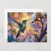 Carte Postale Imaginaire de cerisier en fleurs Hummingbird (Devant / Derrière)