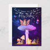 Carte Postale Imaginaire de champignons de Noël Fée Étoiles viol (Devant / Derrière)