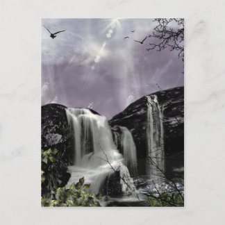 Carte Postale Imaginaire de chute d'eau du coucher du soleil Sig