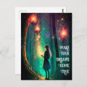 Carte Postale Imaginaire de forêt enchantée fée magique Pixie Po (Devant / Derrière)